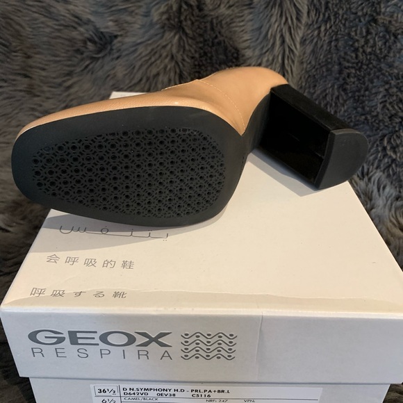 Geox 36.5 Camel/Black shoes heels - Picture 2 of 5